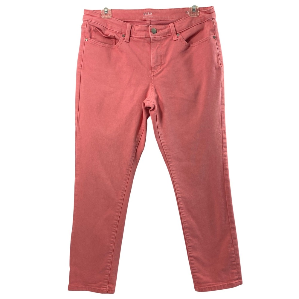 Womens Jeans Size 10 Peach Coral Denim Skinny Ankle Mid Rise Stretch Casual Pop